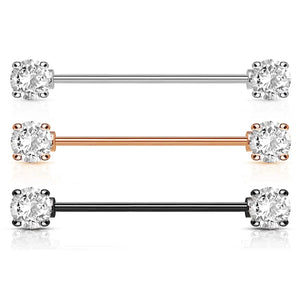 Round CZ Crystal Industrial Barbell Piercing 35mm Length