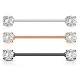 Round CZ Crystal Industrial Barbell Piercing 35mm Length