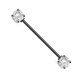 Round CZ Crystal Industrial Barbell Piercing 35mm Length