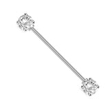 Round CZ Crystal Industrial Barbell Piercing 35mm Length
