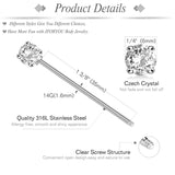 Round CZ Crystal Industrial Barbell Piercing 35mm Length