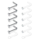 12pcs 20G Clear Nose Ring with CZ, Acrylic Nose Stud Retainer