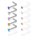 12pcs 20G Clear Nose Ring with CZ, Acrylic Nose Stud Retainer