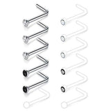 12pcs 20G Clear Nose Ring with CZ, Acrylic Nose Stud Retainer