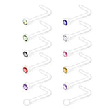 12pcs 20G Clear Nose Ring with CZ, Acrylic Nose Stud Retainer
