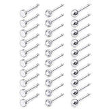 30-Pack 22G Nose Studs 316L Steel Clear CZ Nostril Piercing Jewelry