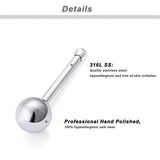 30-Pack 22G Nose Studs 316L Steel Clear CZ Nostril Piercing Jewelry