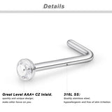 30-Pack 22G Nose Studs 316L Steel Clear CZ Nostril Piercing Jewelry