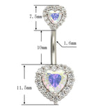 Heart Zircon Belly Piercing Barbell Surgical Stainless Steel Navel Ring