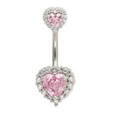 Heart Zircon Belly Piercing Barbell Surgical Stainless Steel Navel Ring