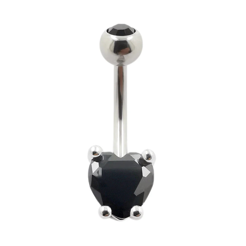 Heart Zircon Belly Piercing Barbell Surgical Stainless Steel Navel Ring