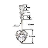 Heart Zircon Belly Piercing Barbell Surgical Stainless Steel Navel Ring