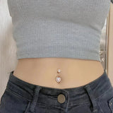 Heart Zircon Belly Piercing Barbell Surgical Stainless Steel Navel Ring