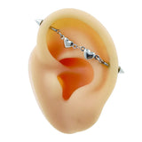 Heart Devil Industrial Piercing Barbell Surgical Steel Evil Star Chain