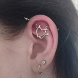 Heart Devil Industrial Piercing Barbell Surgical Steel Evil Star Chain