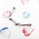 Heart Devil Industrial Piercing Barbell Surgical Steel Evil Star Chain