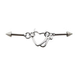 Heart Devil Industrial Piercing Barbell Surgical Steel Evil Star Chain
