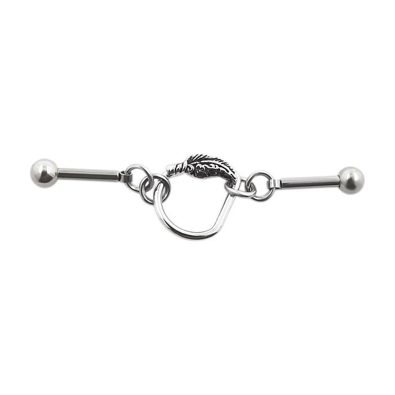 Heart Industrial Barbell Piercing Stainless Steel Star Handcuffs Cat Earring