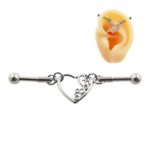 Heart Industrial Barbell Piercing Stainless Steel Star Handcuffs Cat Earring