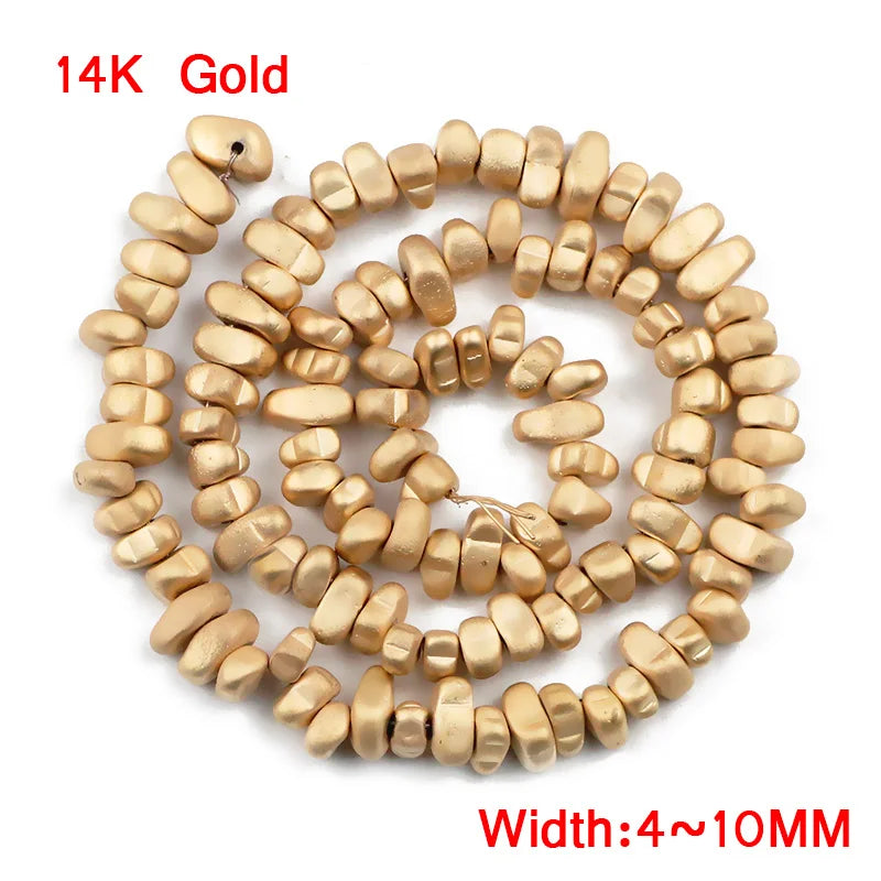 15'' Matte Rose Hematite Gravel Natural Stone Beads