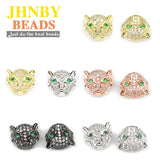 Leopard Head Copper Spacer Beads Micro Pave Zircon Charms