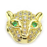 Leopard Head Copper Spacer Beads Micro Pave Zircon Charms