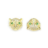 Leopard Head Copper Spacer Beads Micro Pave Zircon Charms