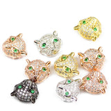 Leopard Head Copper Spacer Beads Micro Pave Zircon Charms