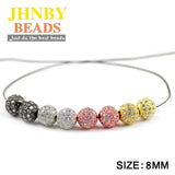 4pcs Zircon Copper Spacer Beads 6/8/10mm Round Pave CZ Crystal Ball