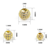 4pcs Zircon Copper Spacer Beads 6/8/10mm Round Pave CZ Crystal Ball