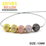 4pcs Zircon Copper Spacer Beads 6/8/10mm Round Pave CZ Crystal Ball