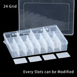Adjustable 24 Slots Plastic Jewelry Box Organizer Storage Case Container