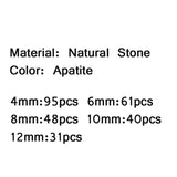 Apatites Natural Stone Round Spacers Loose Beads 15''