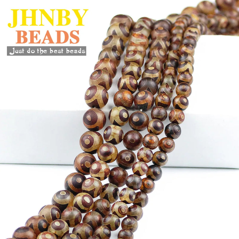 Carnelian Tibetan Dzi Eyes Beads 8/10/12mm Round Loose Beads