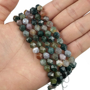Faceted Agate Natural Stone 8MM Spacers Charms Loose Beads