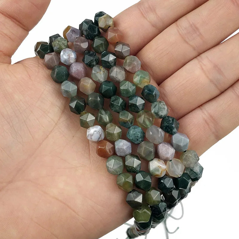 Faceted Agate Natural Stone 8MM Spacers Charms Loose Beads