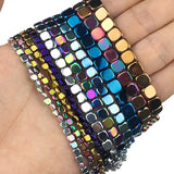 Flat Square Hematite 4/6/8mm Natural Stone Spacer Beads