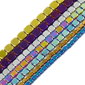 Flat Square Hematite 4/6/8mm Natural Stone Spacer Beads