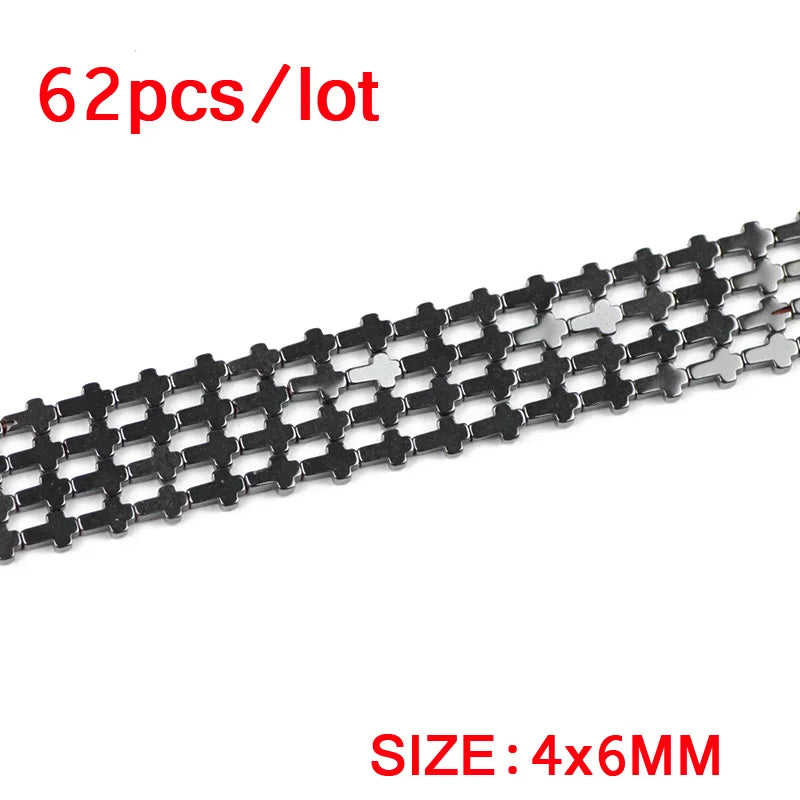 Jesus Cross Hematite Beads Natural Stone 4-10MM Loose Beads