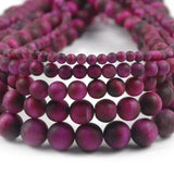 Matte Rose Red Tiger's Eye 4/6/8/10/12MM Round Beads