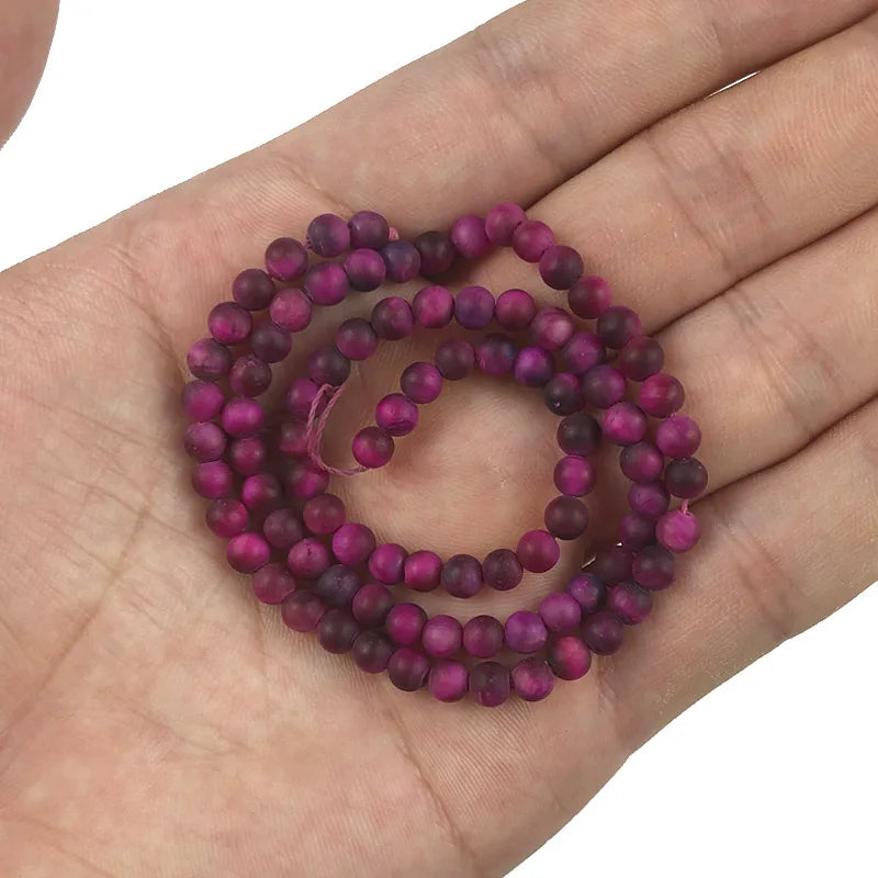 Matte Rose Red Tiger's Eye 4/6/8/10/12MM Round Beads