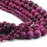 Matte Rose Red Tiger's Eye 4/6/8/10/12MM Round Beads