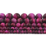 Matte Rose Red Tiger's Eye 4/6/8/10/12MM Round Beads