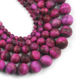 Matte Rose Red Tiger's Eye 4/6/8/10/12MM Round Beads