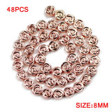 Rose Flower Hematite 8mm 48pcs Flat Round Spacer Loose Beads