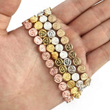Rose Flower Hematite 8mm 48pcs Flat Round Spacer Loose Beads