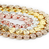 Rose Flower Hematite 8mm 48pcs Flat Round Spacer Loose Beads