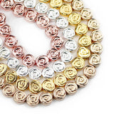 Rose Flower Hematite 8mm 48pcs Flat Round Spacer Loose Beads
