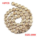 Rose Flower Hematite 8mm 48pcs Flat Round Spacer Loose Beads