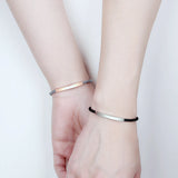 Adjustable Knit Rope Bracelet Stainless Steel Charm Bangle Gift